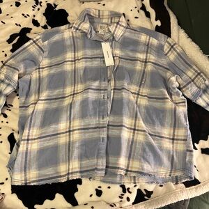 Urban Outfitters Blue Plaid Teddy Jacket